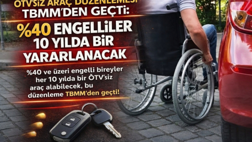 ÖTV’siz Araç Düzenlemesi TBMM’den Geçti: %40 Engelliler 10 Yılda Bir Yararlanacak