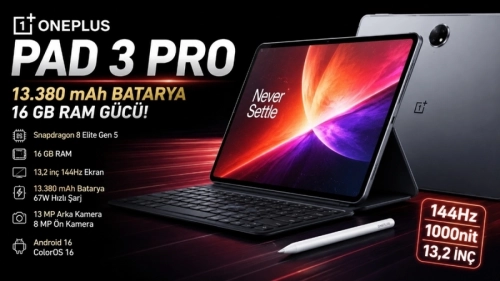 OnePlus’tan Dev Bataryalı Tablet! 16 GB RAM’li Pad 3 Pro Özellikleri Ortaya Çıktı