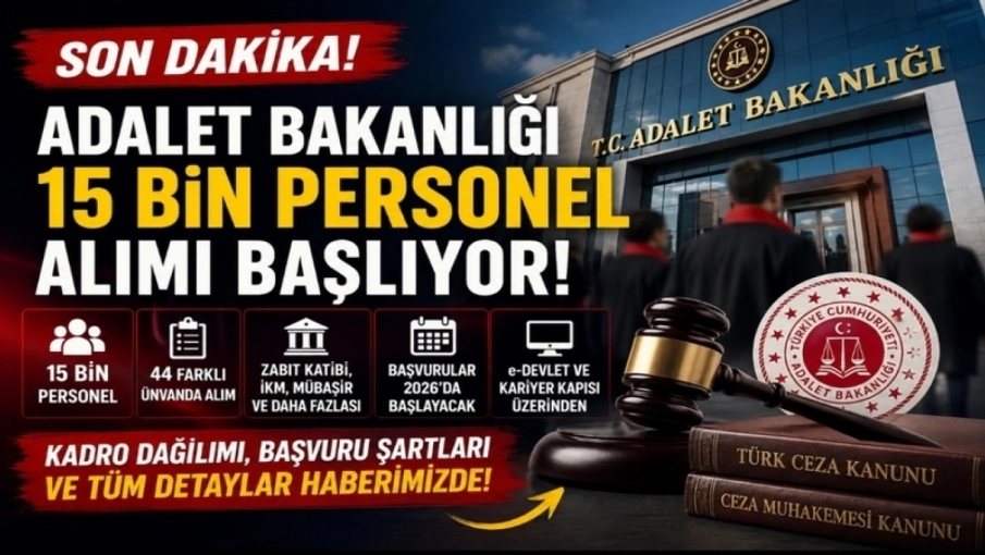 Adalet Bakanlığı 15 Bin Personel Alımı Başlıyor! Kadro Dağılımı ve Başvuru Şartları Açıklandı