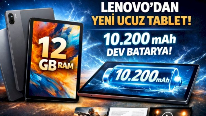 Lenovo 12 GB RAM’li Ucuz Tabletini Tanıttı! 10.200 mAh Dev Batarya ile Günlerce Kullanım